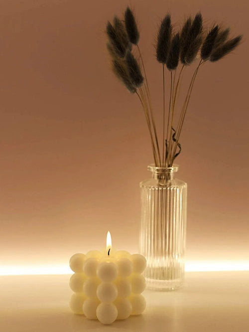 Bubble Candle - Cream design cube