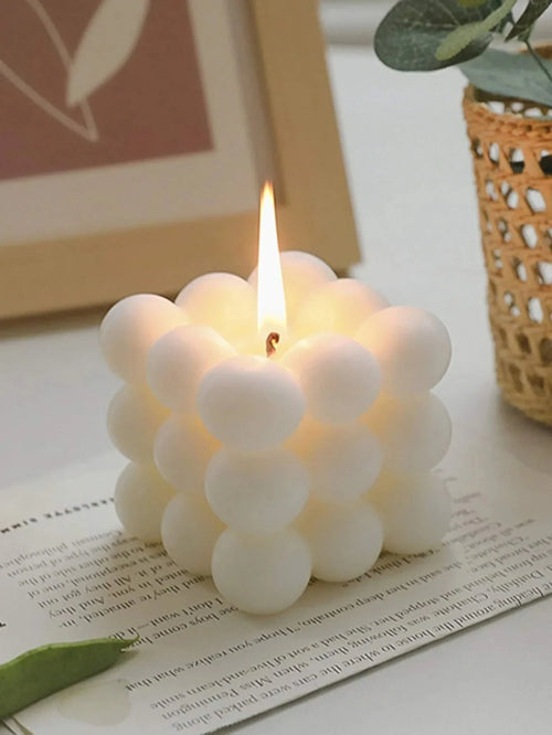 Bubble Candle - Cream design cube
