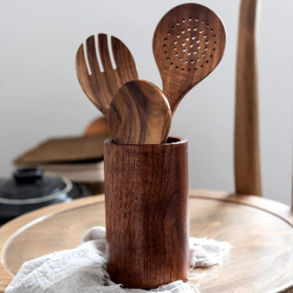 Wooden kitchen utensil set