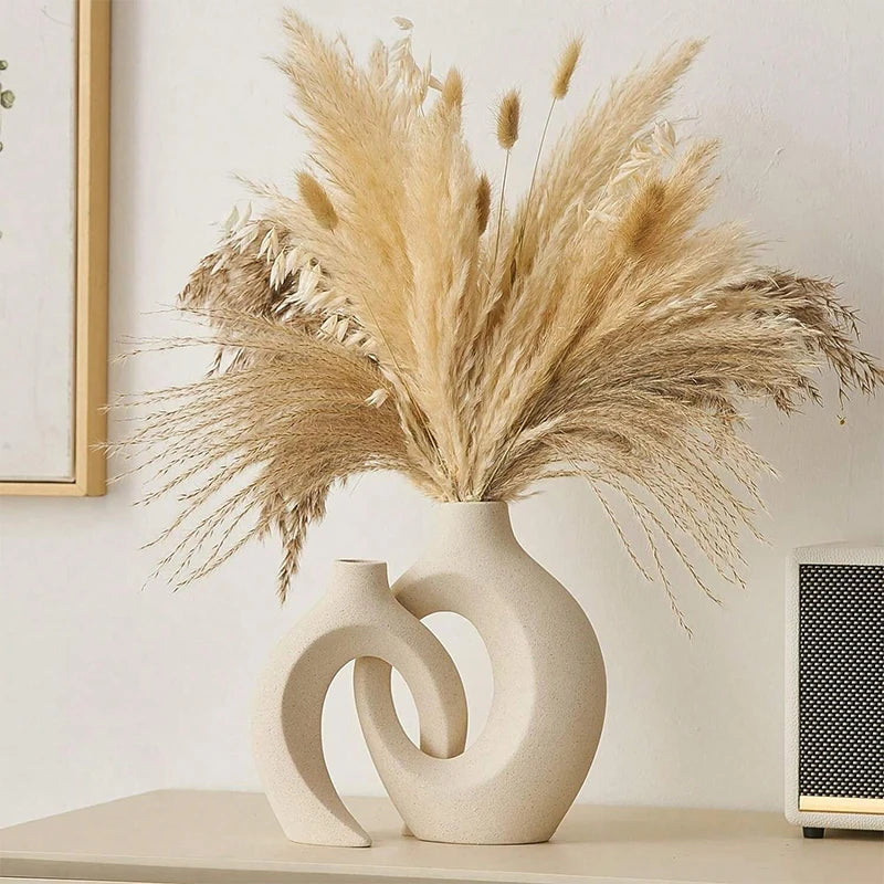 Ceramic Vase Set - White Sculptural Design